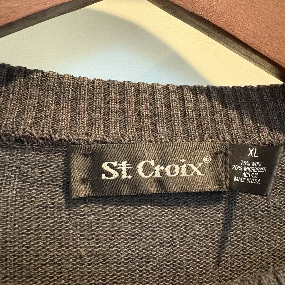 Vintage St. Croix Sweater XL Colorful Textured Knit Wool Blend USA 90s Geometric
